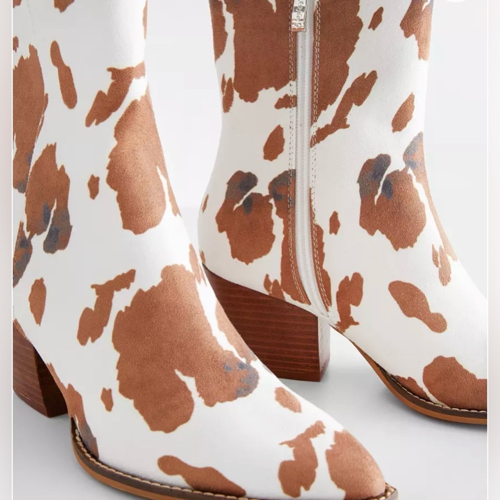 BUCKLE Cow Print Ankle Boots - Picture 2 of 3